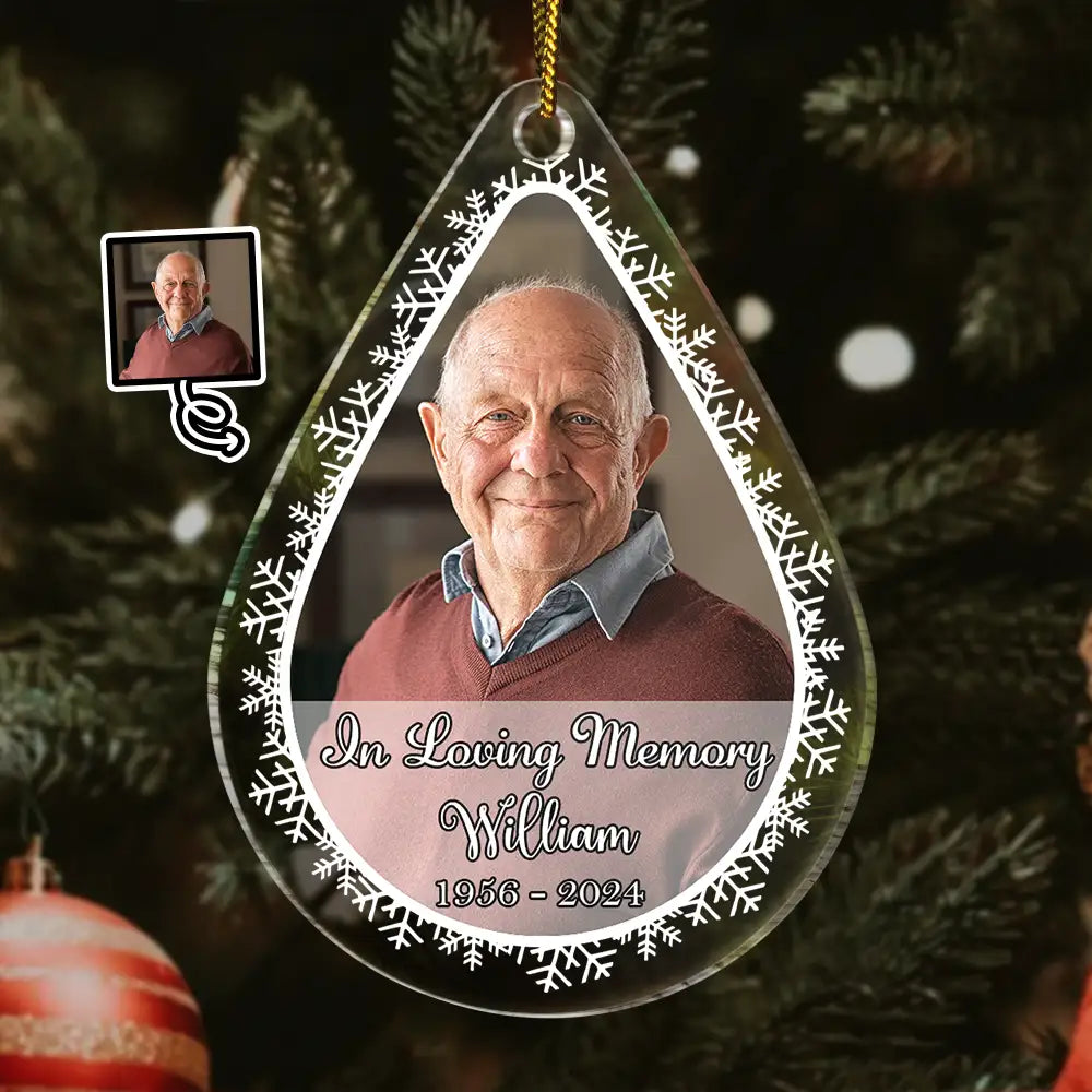 Memorial,Christmas,Custom Photo,Sad - Custom Photo In Loving Memory - Personalized Custom Shaped Acrylic Ornament