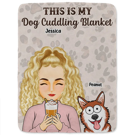 My Cat Dog Cuddling Blanket Peeking - Personalized Fleece Blanket, Sherpa Blanket