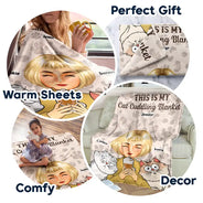 Pet Lovers,Pet Mom,Dog Lovers,Cat Lovers,Happy - My Cat Dog Cuddling Blanket Peeking - Personalized Fleece Blanket, Sherpa Blanket