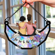 Gift For Bestie, Sister - Besties Sisters I Love You To The Moon And Back - Personalized Window Hanging Suncatcher Ornament