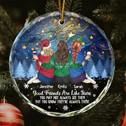 Gift For Bestie - Good Friends Are Like Stars - Personalized Circle Glass Ornament