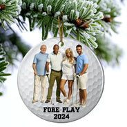 Golf, Gift For Bestie - Custom Photo Golf Team - Personalized Circle Ceramic Ornament