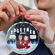 Gift For Couples, Gift For Husband, Gift For Wife, Gift For Boyfriend, Gift For Girlfriend - Christmas Couple Together Since - Personalized Circle Glass Ornament