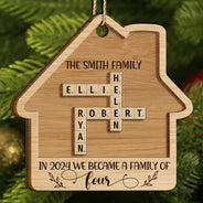 Family - The Year We Became A Family Crossword Scrabble - Personalized 2-Layered Wooden Ornament