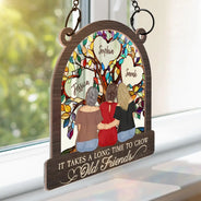 Continue Shopping,Gift For Bestie,Gift For Women,Love - Grow An Old Friend Tree Of Life - Personalized Window Hanging Suncatcher Ornament