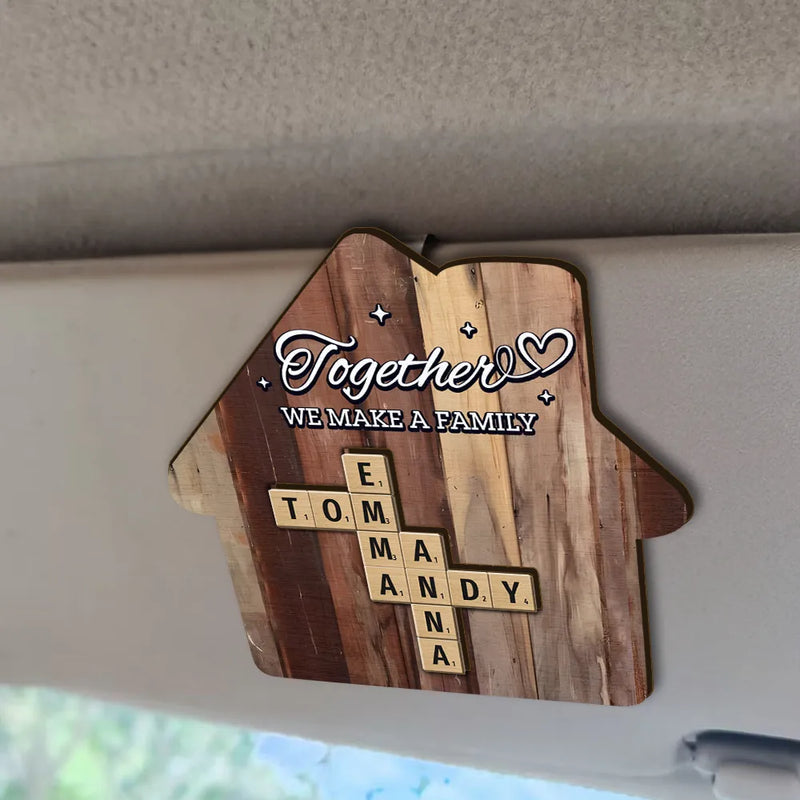 Together We Make A Family Crossword Scrabble - Personalized Custom Shaped Car Visor Clip