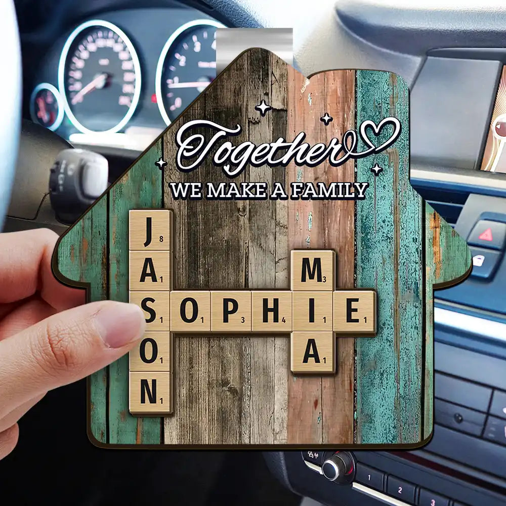 Together We Make A Family Crossword Scrabble - Personalized Custom Shaped Car Visor Clip