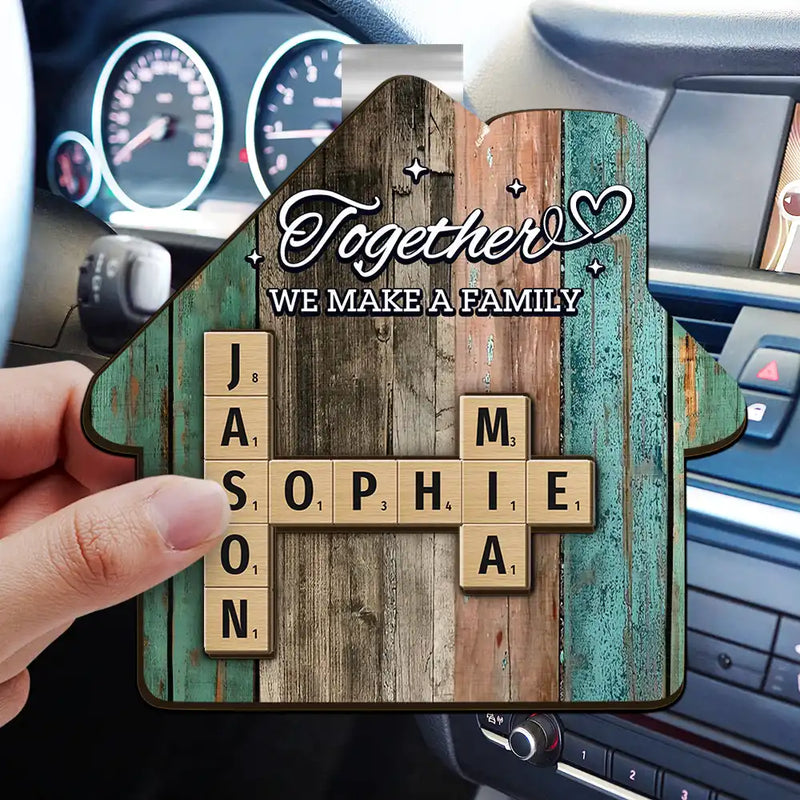 Together We Make A Family Crossword Scrabble - Personalized Custom Shaped Car Visor Clip