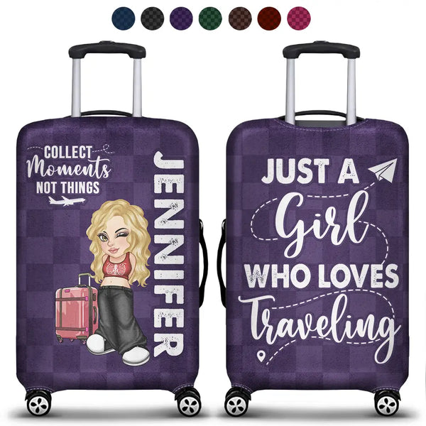 Travel,Gift For Women,Gift For Men,Gift For Yourself,Happy - Collect Moments Not Things Travel Lover Y2K - Personalized Luggage Cover