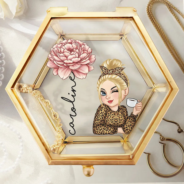 Gift For Mother,Gift For Women,Happy,Gift For Yourself - Birth Month Flowers Woman Bloom Where You're Planted - Personalized Glass Jewelry Box
