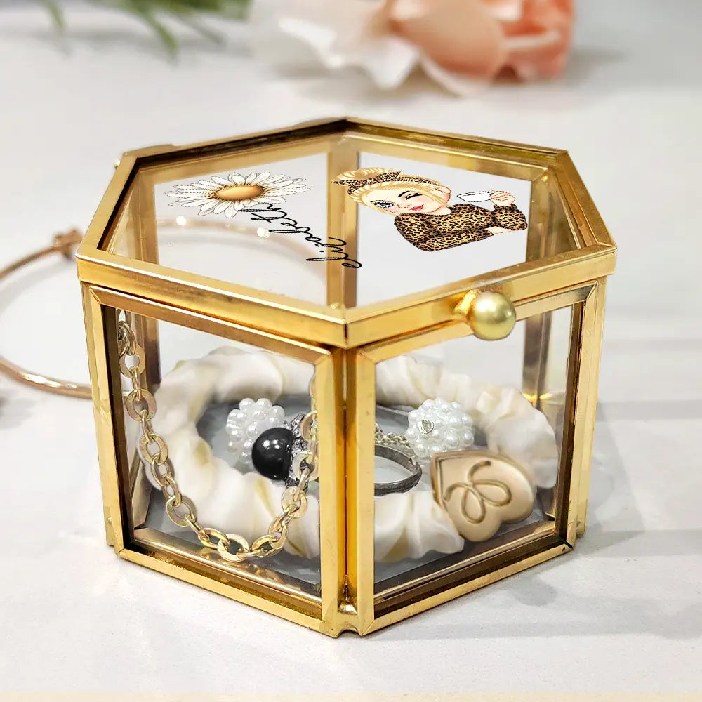 Gift For Mother,Gift For Women,Happy,Gift For Yourself - Birth Month Flowers Woman Bloom Where You're Planted - Personalized Glass Jewelry Box