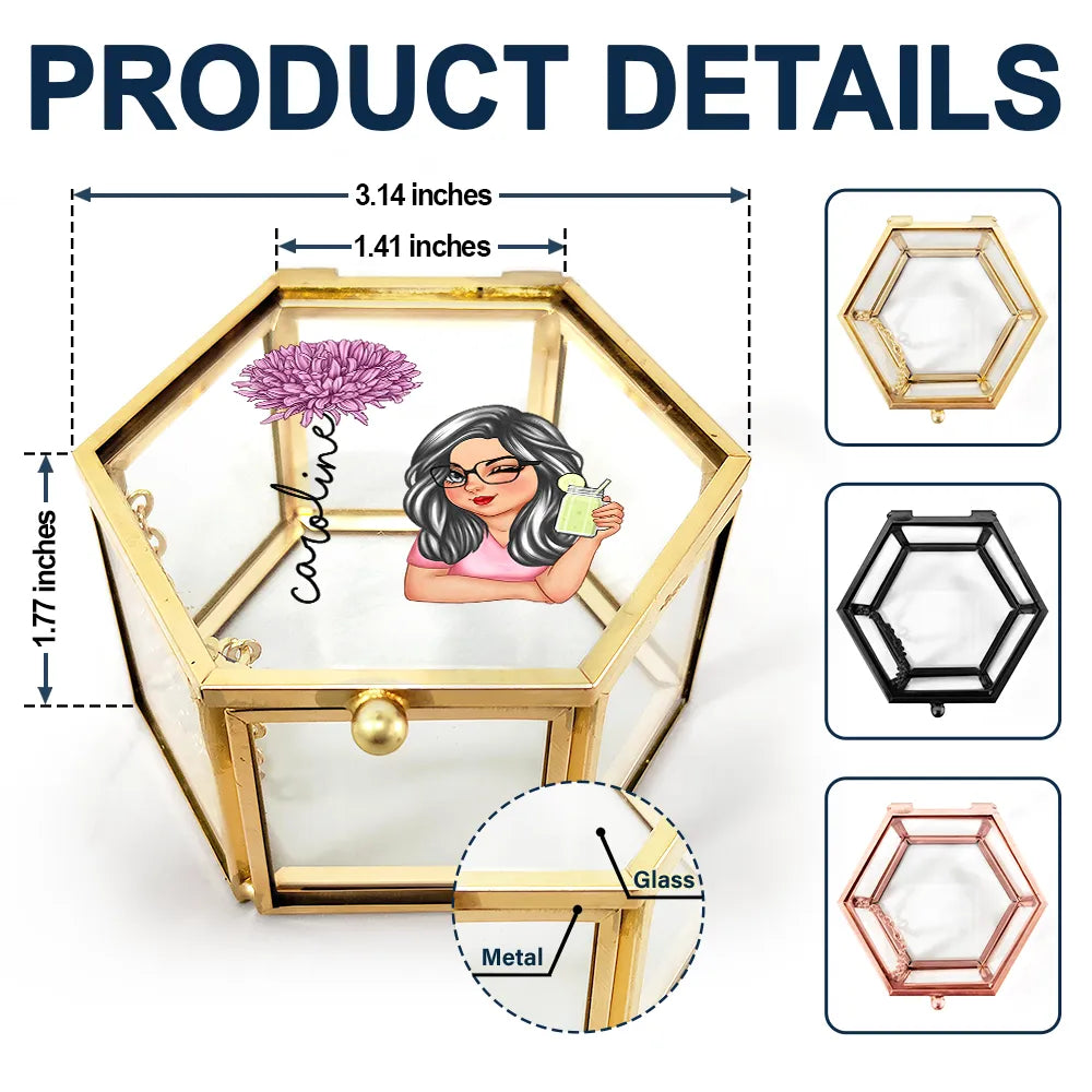 Gift For Mother,Gift For Women,Happy,Gift For Yourself - Birth Month Flowers Woman Bloom Where You're Planted - Personalized Glass Jewelry Box