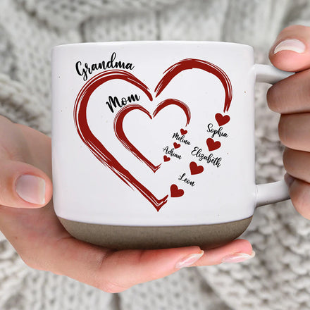 Mom Grandma Sweethearts - Personalized Pottery Mug