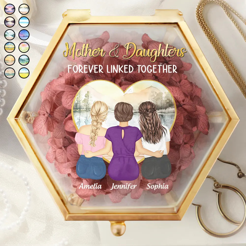 Mother & Daughter Forever Linked Together - Personalized Glass Jewelry Box