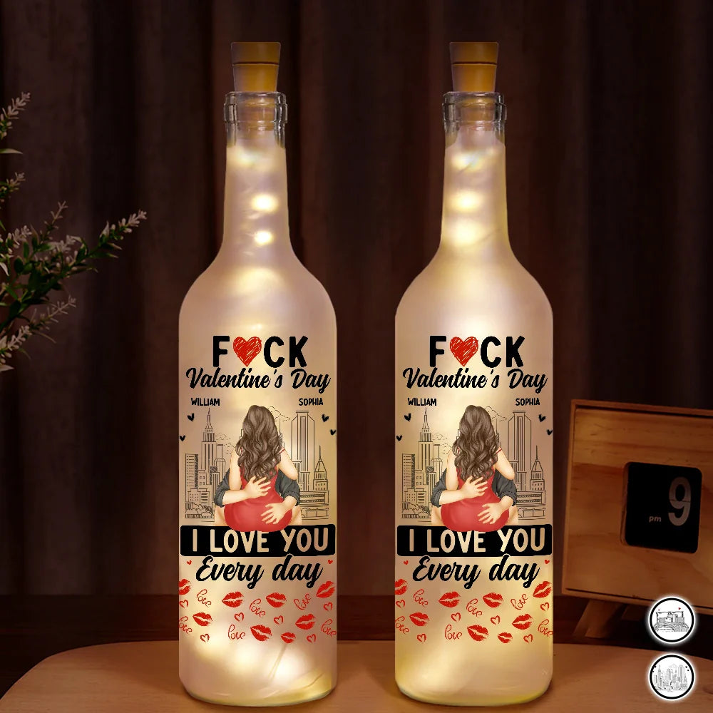 Gift For Couples, Gift For Wife, Gift For Husband, Gift For Boyfriend, Gift For Girlfriend - I Love You Everyday - Personalized Bottle Light
