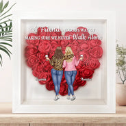 Gift For Bestie - A Friend Is God's Way Of Making Sure We Never Walk Alone - Personalized Flower Shadow Box