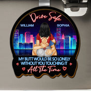 Gift For Couples, Gift For Husband, Gift For Wife, Gift For Boyfriend, Gift For Girlfriend - Couple Drive Safe I Love You - Personalized Custom Shaped Car Visor Clip