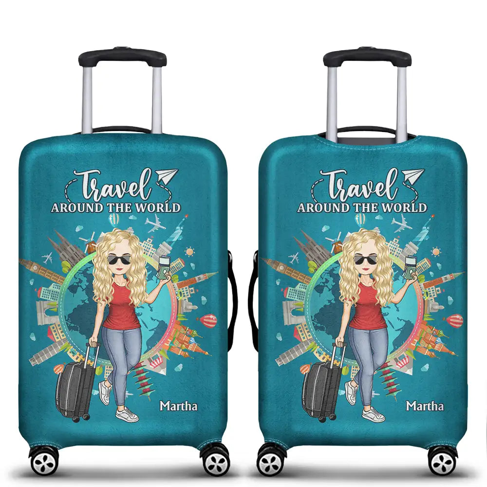 Travel Around The World - Personalized Luggage Cover