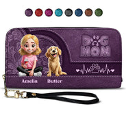 Dog Lovers,Dog Mom,Gift For Women,Gift For Yourself - Dog Mom 3D Effect - Personalized Leather Long Wallet

