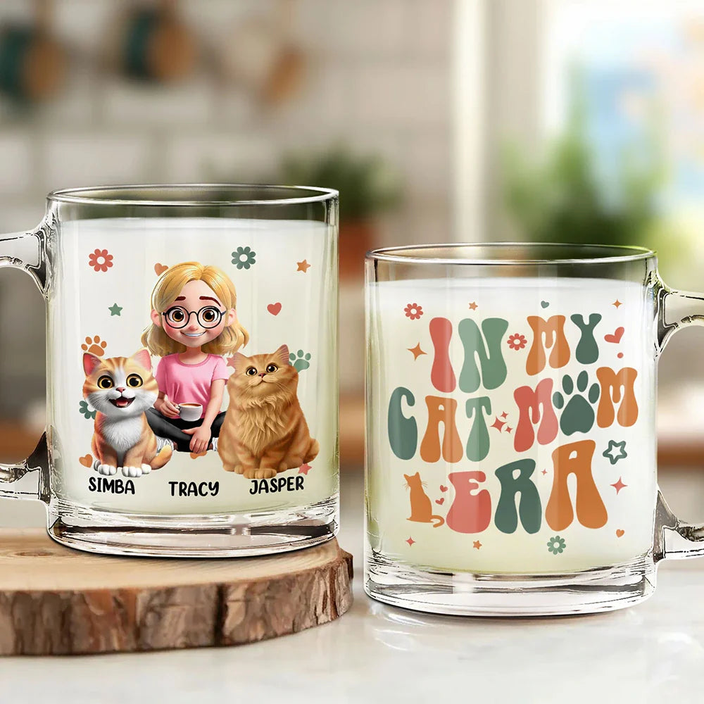 In My Cat Mom Era 3D Effect - Personalized Glass Mug