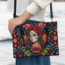 Art Design, Confident, Halloween, Gift For Yourself, Hispanic, Photo - Mexican Skull Woman Man - Custom Photo Sugar Skull Always Chingona Sometimes Cabrona But Never Pendeja Hispanic - Personalized Leather Bag