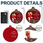 First Christmas As Mr & Mrs Loving Kissing Couple - Personalized 2-Layered Wooden Ornament