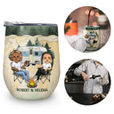 Husband And Wife Camping Partners For Life - Anniversary, Birthday Gift For Spouse, Husband, Wife, Boyfriend, Girlfriend, Campers - Personalized Custom Wine Tumbler