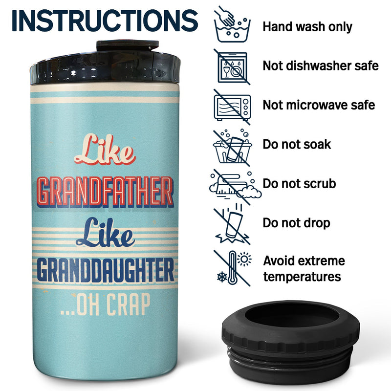 Like Father Like Daughter Like Son - Birthday, Loving Gift For Father, Grandpa, Grandfather - Personalized Custom 4 In 1 Can Cooler Tumbler