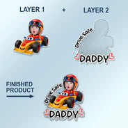 Gift For Father,Custom Photo,Adorable,Cut-Face Photo,Icon - Custom Photo Drive Safe Daddy Papa Best Pit Crew Kid Car Racing - Personalized Custom Shaped Acrylic Car Visor Clip