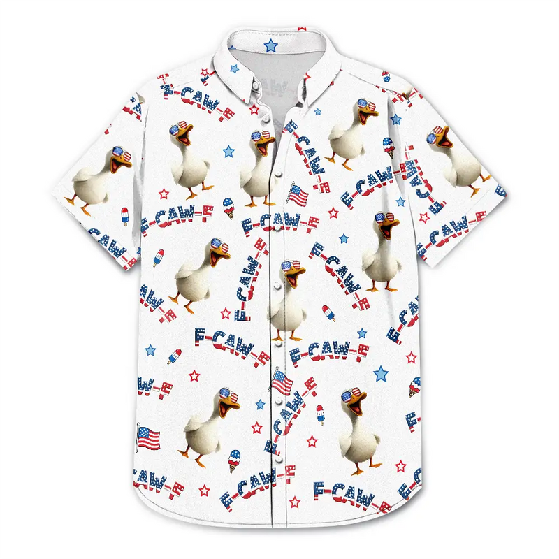 America 250th, Beach, Summer, Gift For Men, Gift For Yourself, Sarcastic, Icon - Funny Chicken F-Caw-F 250 Years Of Freedom - Personalized Hawaiian Shirt