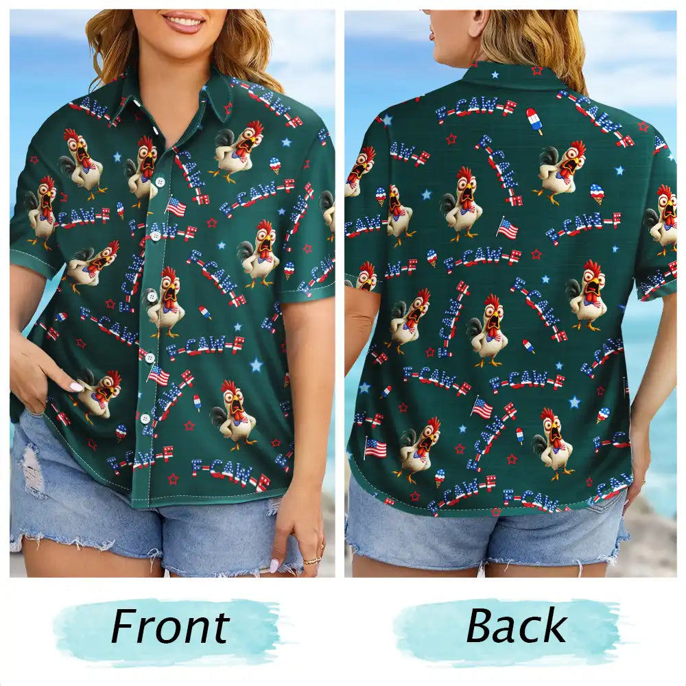 America 250th, Beach, Summer, Gift For Men, Gift For Yourself, Sarcastic, Icon - Funny Chicken F-Caw-F 250 Years Of Freedom - Personalized Hawaiian Shirt