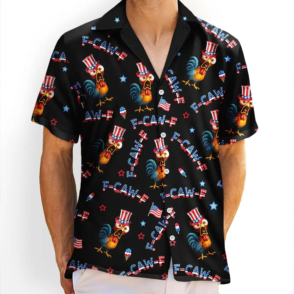 America 250th, Beach, Summer, Gift For Men, Gift For Yourself, Sarcastic, Icon - Funny Chicken F-Caw-F 250 Years Of Freedom - Personalized Hawaiian Shirt