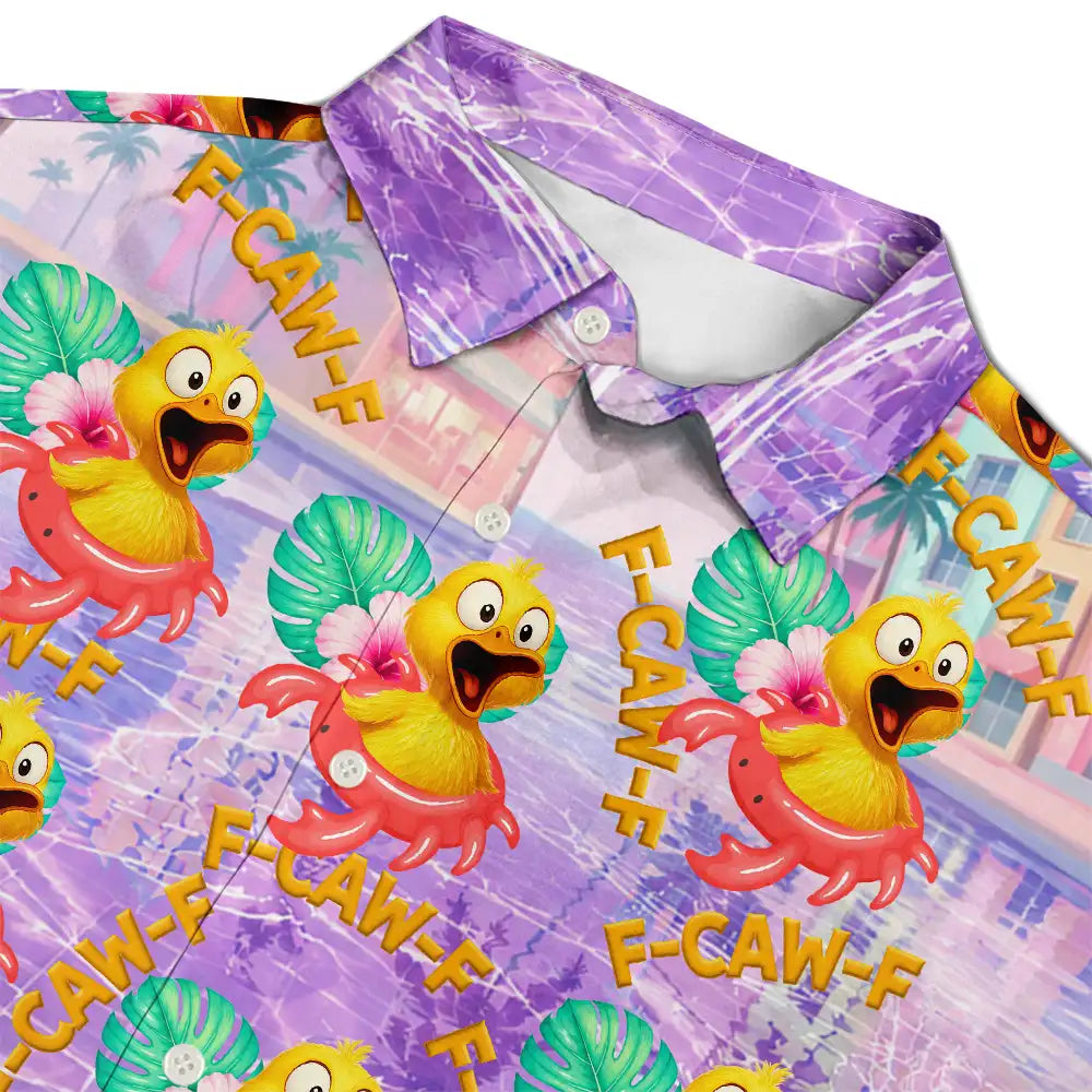 Beach, Summer, Gift For Men, Gift For Yourself, Sarcastic, Icon - Funny Chicken Bird F Caw F Poolside Float - Personalized Hawaiian Shirt
