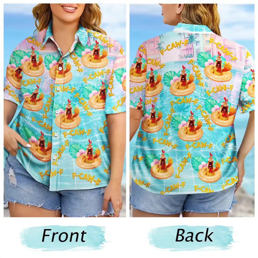 Beach, Summer, Gift For Men, Gift For Yourself, Sarcastic, Icon - Funny Chicken Bird F Caw F Poolside Float - Personalized Hawaiian Shirt