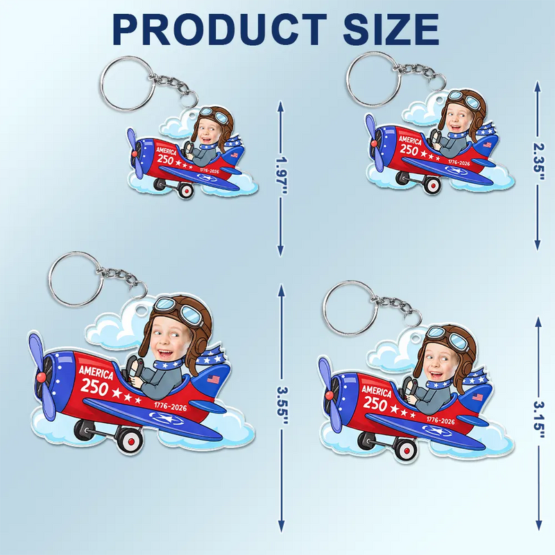 America 250th, Custom Photo, Independence Day, Parents, Adorable, Cut-Face Photo - Custom Photo America 250 Lookin' Fly Baby - Personalized Cutout Acrylic Keychain