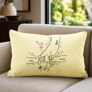 Gift For Grandma, Sentimental, Icon - Hand In Hand Birth Flower Mom Kid Nana Grandkid - Personalized Pillow