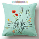 Gift For Grandma, Sentimental, Icon - Hand In Hand Birth Flower Mom Kid Nana Grandkid - Personalized Pillow