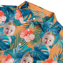 Custom Photo, Beach, Summer, Family, Playful, Remove BG Photo - Custom Photo Tropical Leaves Funny Family Pet Friend - Personalized Hawaiian Shirt