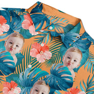Custom Photo, Beach, Summer, Family, Playful, Remove BG Photo - Custom Photo Tropical Leaves Funny Family Pet Friend - Personalized Hawaiian Shirt