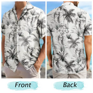 Custom Photo, Beach, Art Design, Summer, Family, Playful, Photo - Pencil Sketch - Remove BG - Custom Photo Pencil Sketch Toile De Jouy Pattern Family Pet Friend - Personalized Hawaiian Shirt