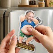 Custom Photo, Gift For Men, Gift For Yourself, Humorous, Cut-Face Photo - Custom Photo Funny Certified Dad Bod With Belly - Personalized Squishy Acrylic Fridge Magnet