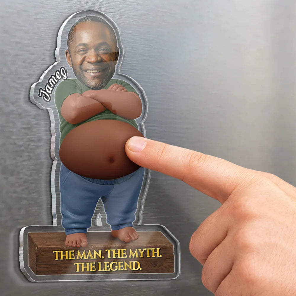 Custom Photo, Gift For Men, Gift For Yourself, Humorous, Cut-Face Photo - Custom Photo Funny Certified Dad Bod With Belly - Personalized Squishy Acrylic Fridge Magnet