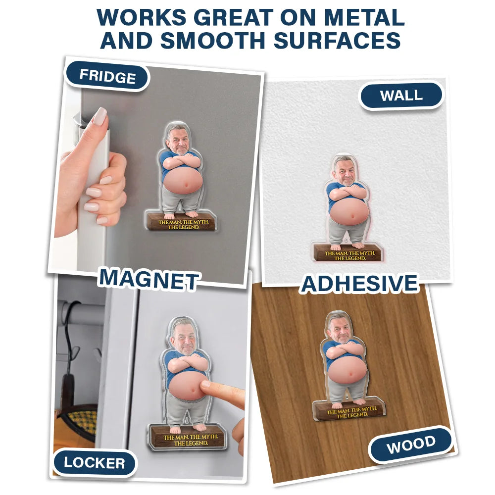 Custom Photo, Gift For Men, Gift For Yourself, Humorous, Cut-Face Photo - Custom Photo Funny Certified Dad Bod With Belly - Personalized Squishy Acrylic Fridge Magnet