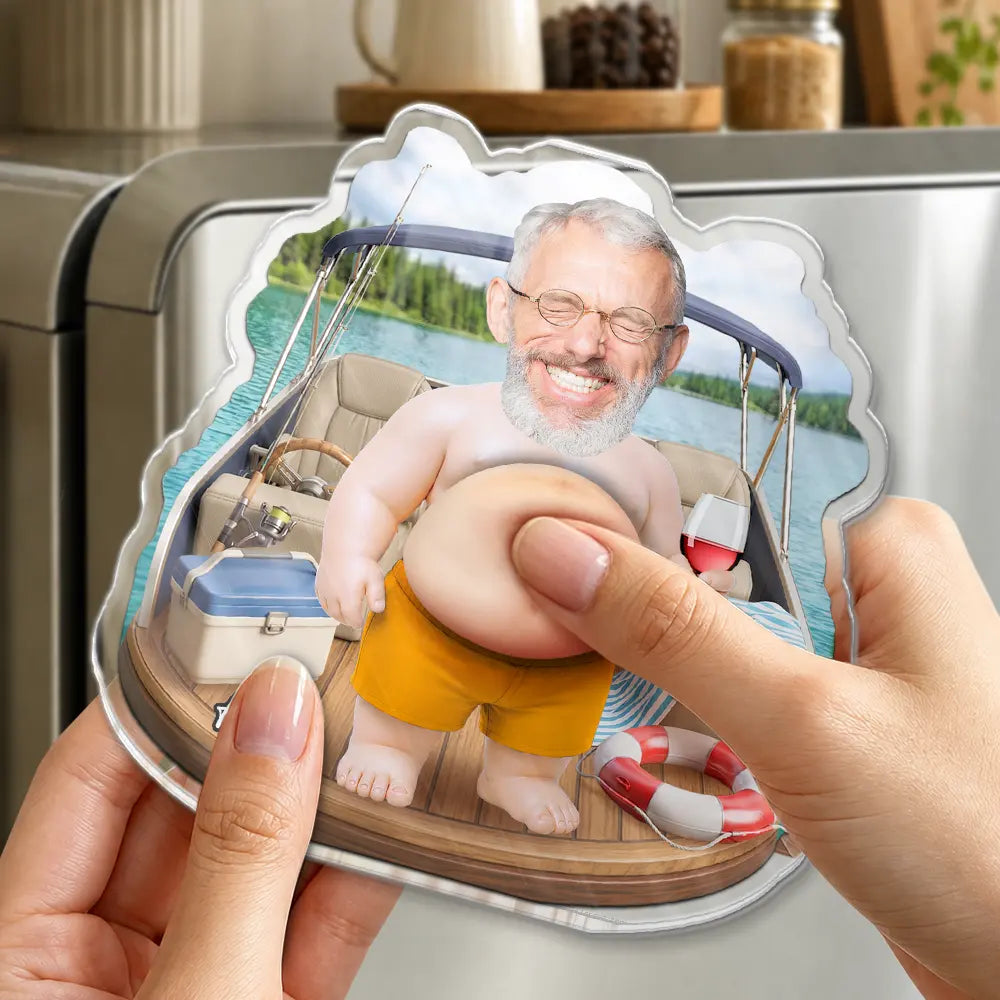 Custom Photo, Summer, Pontoon, Gift For Couples, Humorous, Cut-Face Photo - Custom Photo Life Is Better On A Pontoon - Personalized Squishy Acrylic Fridge Magnet