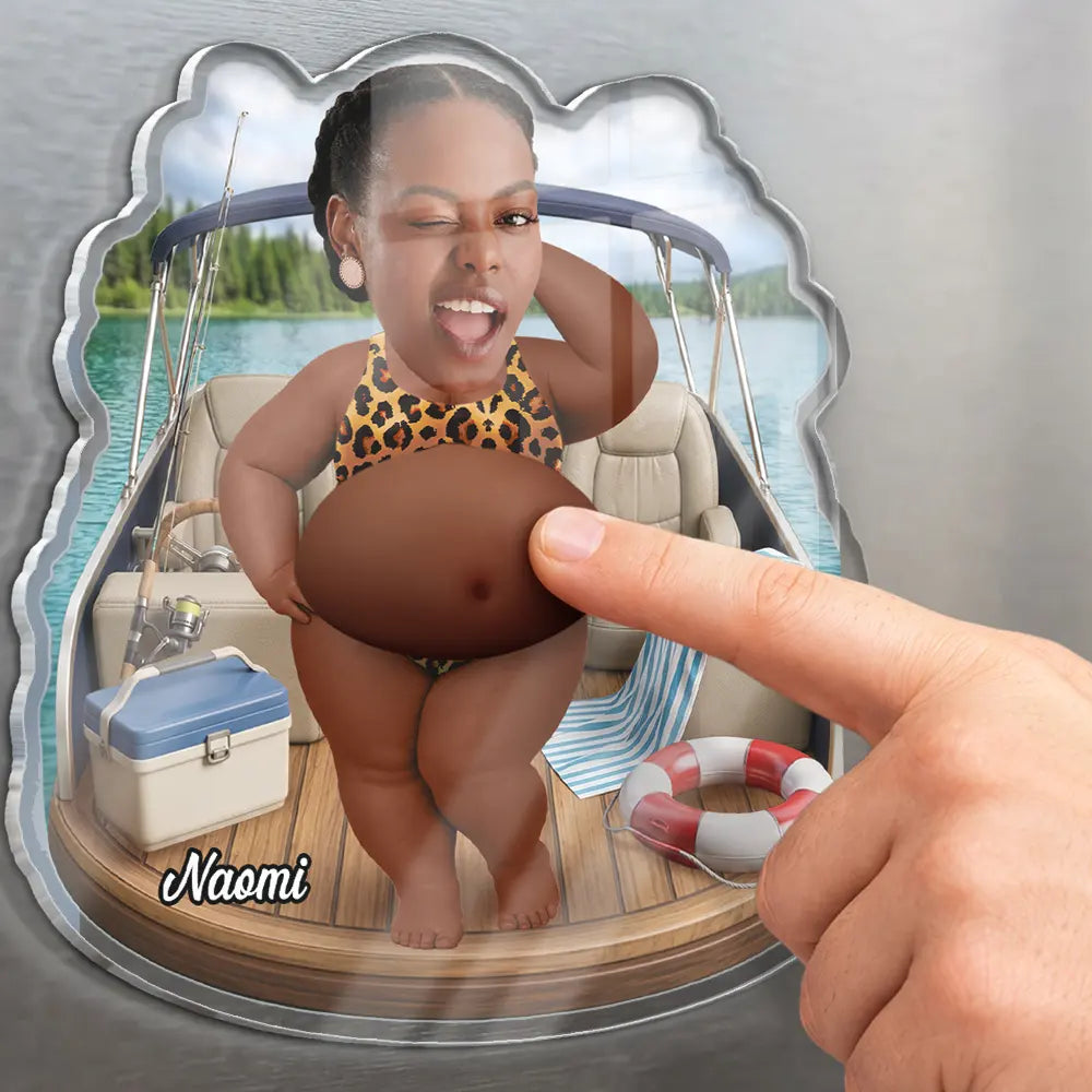 Custom Photo, Summer, Pontoon, Gift For Couples, Humorous, Cut-Face Photo - Custom Photo Life Is Better On A Pontoon - Personalized Squishy Acrylic Fridge Magnet