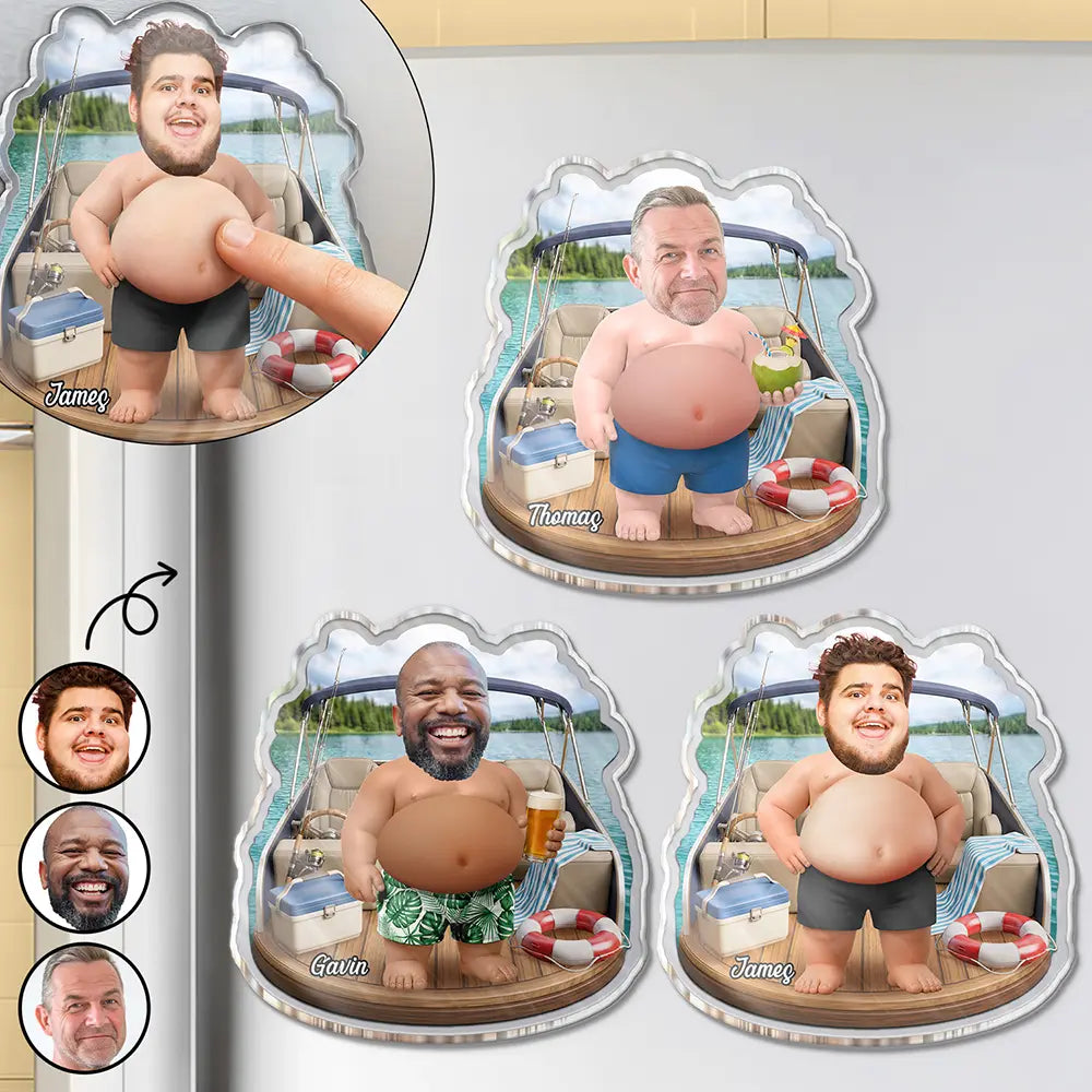 Custom Photo, Summer, Pontoon, Gift For Couples, Humorous, Cut-Face Photo - Custom Photo Life Is Better On A Pontoon - Personalized Squishy Acrylic Fridge Magnet
