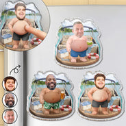 Custom Photo, Summer, Pontoon, Gift For Couples, Humorous, Cut-Face Photo - Custom Photo Life Is Better On A Pontoon - Personalized Squishy Acrylic Fridge Magnet