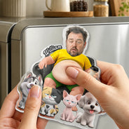 Pet Dad, Gift For Father, Humorous, Custom Photo, Pet Lovers, Cut-Face Photo - Custom Photo Dad Bod Dog Cat Lovers - Personalized Squishy Acrylic Fridge Magnet