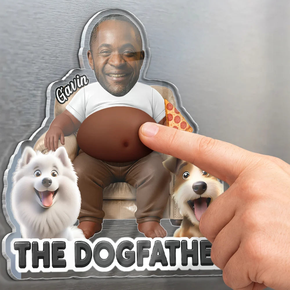 Pet Dad, Gift For Father, Humorous, Custom Photo, Pet Lovers, Cut-Face Photo - Custom Photo Dad Bod Dog Cat Lovers - Personalized Squishy Acrylic Fridge Magnet