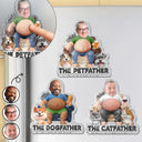 Pet Dad, Gift For Father, Humorous, Custom Photo, Pet Lovers, Cut-Face Photo - Custom Photo Dad Bod Dog Cat Lovers - Personalized Squishy Acrylic Fridge Magnet